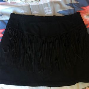 Black fringe skirt